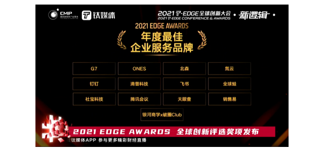 氚云榮獲鈦媒體2021 EDGE  AWARDS“年度最佳企業(yè)服務(wù)品牌”。